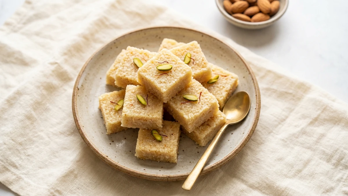 हलवाई का गुप्त तरीका! मुँह में घुल जाने वाली ताज़ा नारियल बर्फी